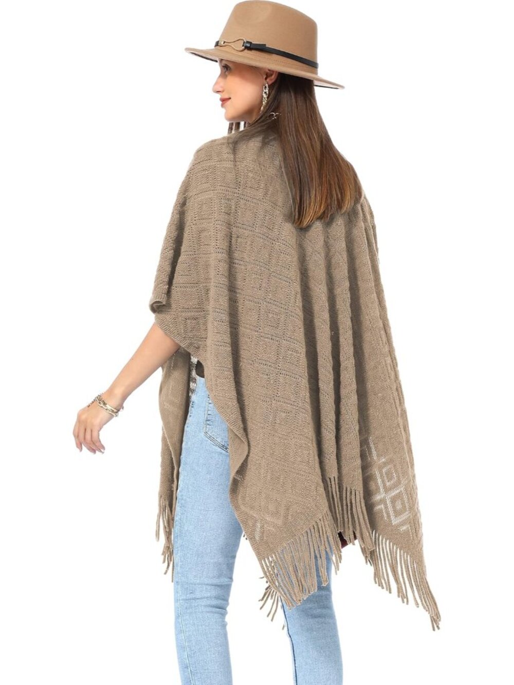 Soul Young Knit Shawl Wrap for Women Ladies Fringe Poncho Blanket Cardigan Cape - Picture 6 of 8